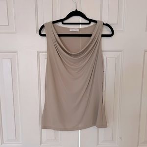 Calvin Klein Womens Tank Top - Khaki Stretch Knit Cowl Neck Sleeveless NWT